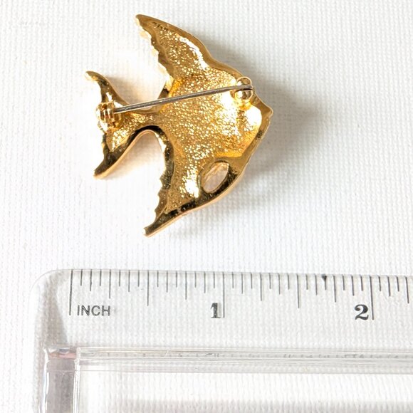 Vintage Fish Brooch – Gold & Blue Tones with Rhinestones - Picture 3 of 4